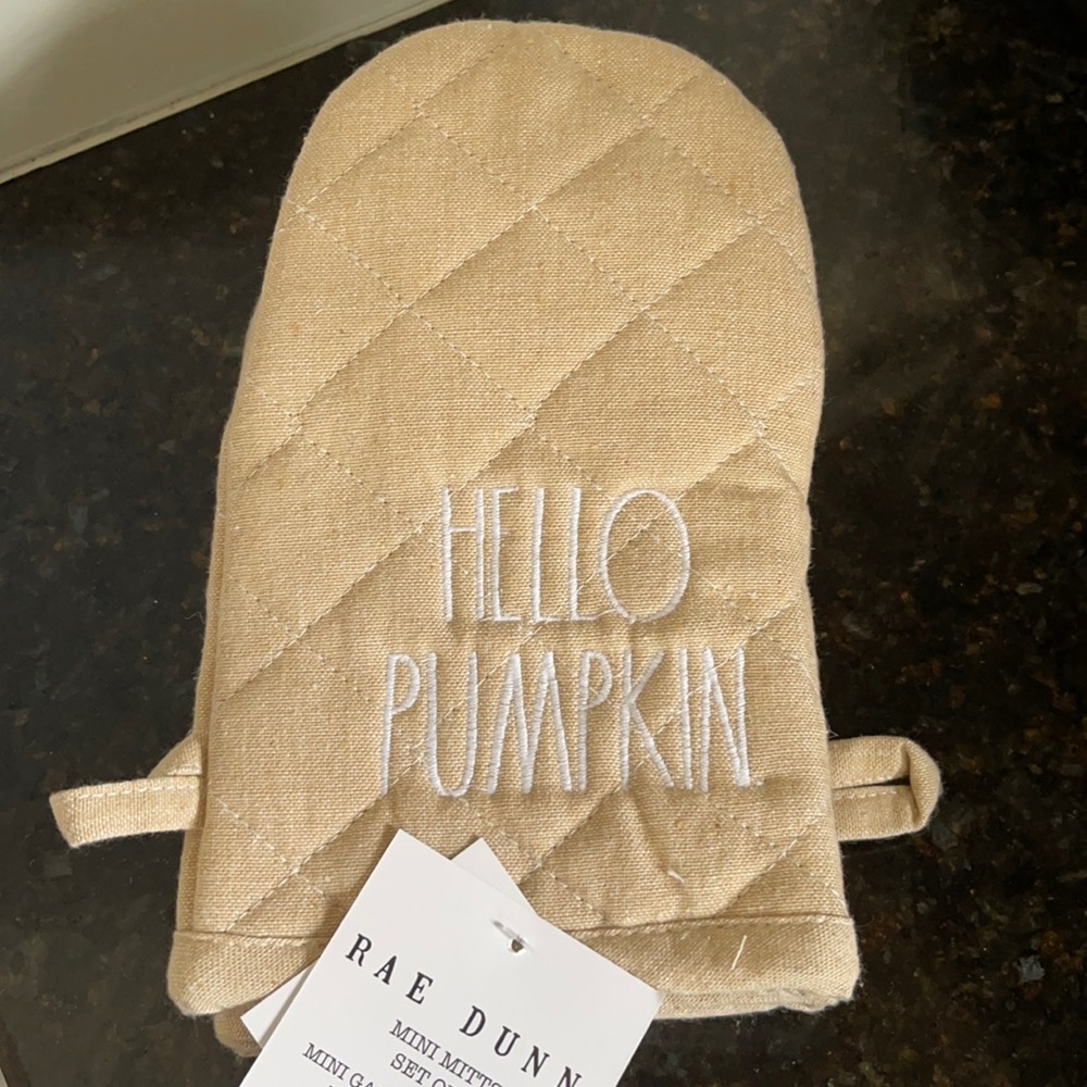 Rae Dunn - HELLO PUMPKIN - oven mitts